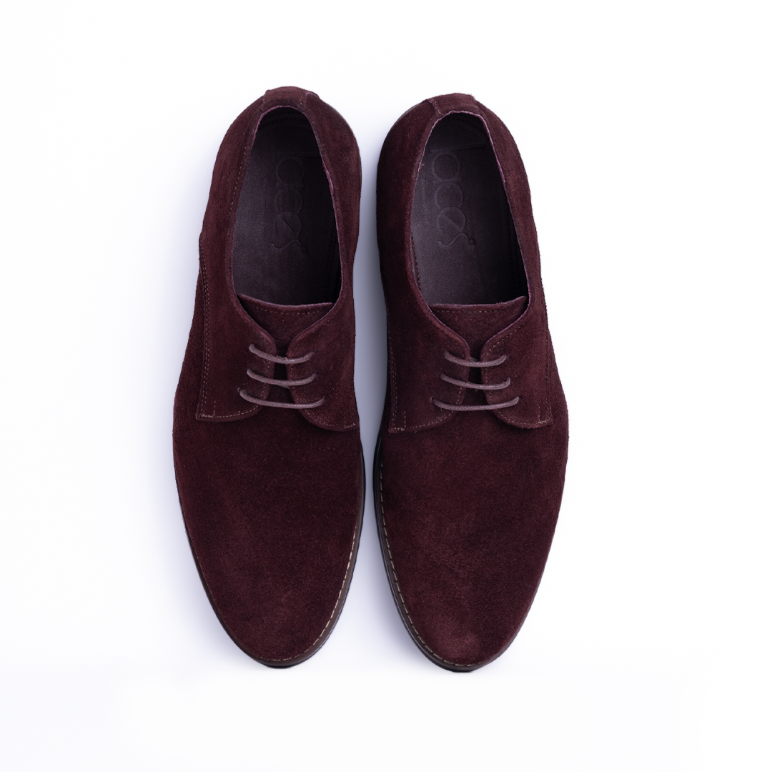 Laces-Derby suede shoes - Burgundy