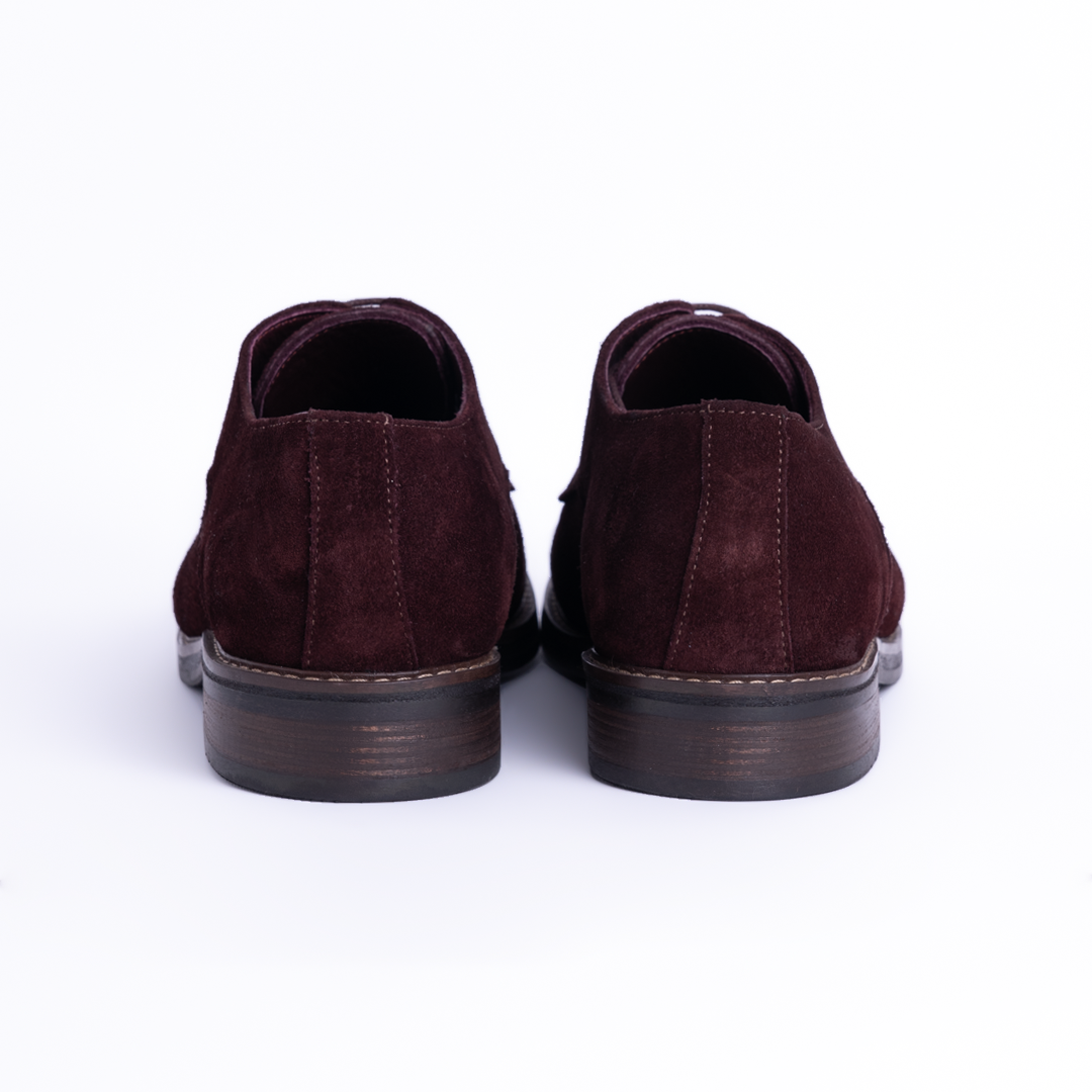 Laces-Derby suede shoes - Burgundy